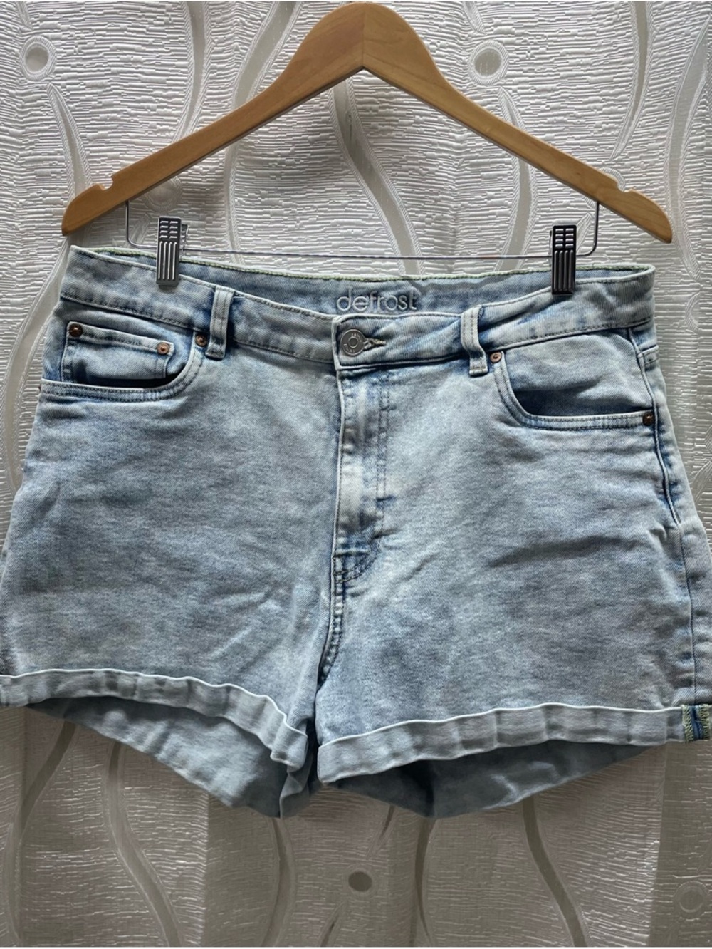 defrost‎ Denim Shorts Womens 31 Light Blue Excellent Cuffed High Rise DEA062CADC